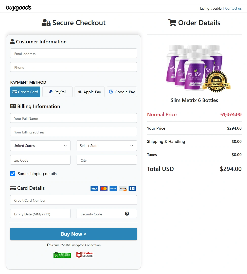 SlimMetrix - Secure Page